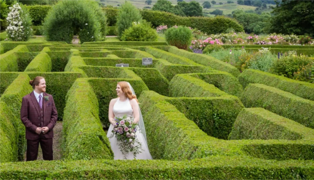 married couple in Garden maze
