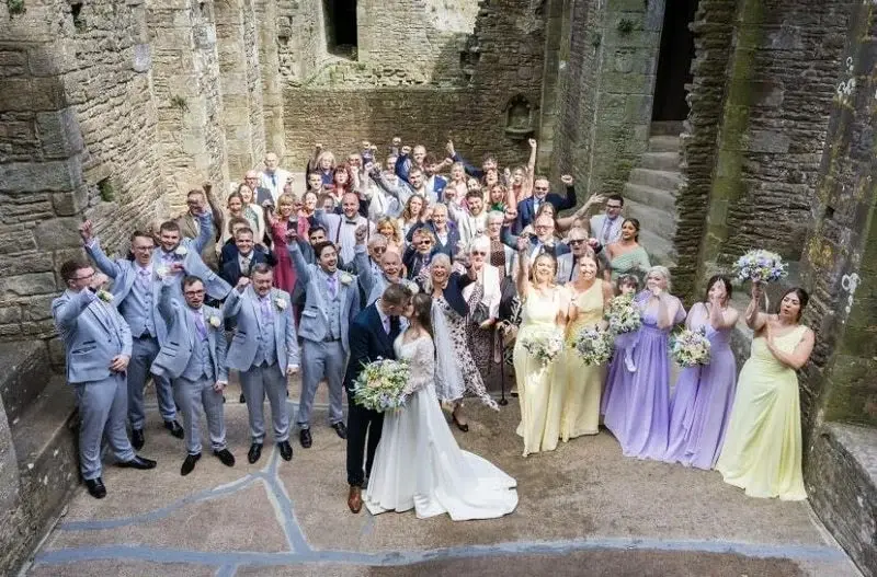 group-wedding-party-inside-castle