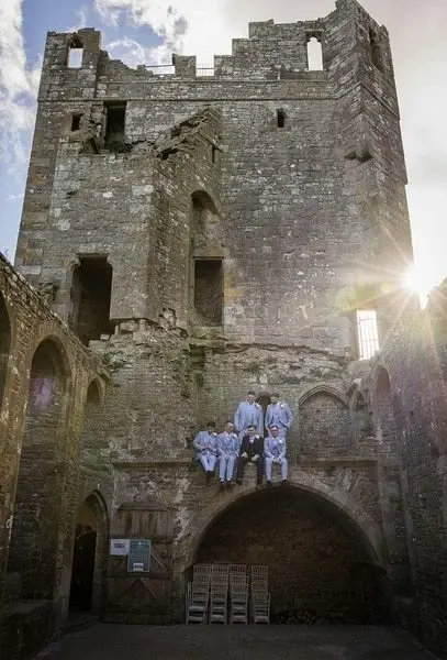 wedding-grooms-on-wall-in-bolton-castle